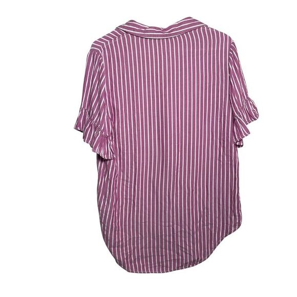 Beach Lunch Lounge Blouse Women's Small Purple Button Up Ruffle Collared Top - Picture 5 of 9